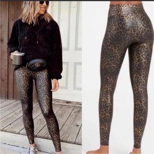 Spanx Faux Leather Leopard Legging Animal Cheetah size 1X